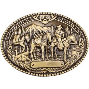 🆕Bronze Vintage Horse Belt Buckle Western Native American Motorcyclist (HRS-11)